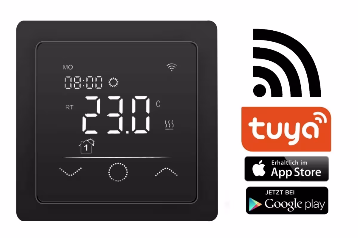 Extra afbeelding bij het artikel HoWaTech Duo warmwater vloerverwarming | Set met dubbele buis verwarmingsmat en WLAN Touch elektrische schakelkast (zwart) verwarmingsoppervlak 2,5m² uit de categorie dunnelaag vloerverwarming