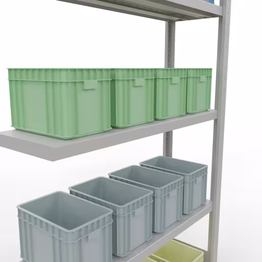 Figuur nr. 13 van het artikel aanbouwrekken, legbordstellingen, insteeksysteem MULTIplus330, 2000 x 1000 x 300 mm, 5 legborden, lengtestangen, RAL 7035 lichtgrijs uit de insteeksysteem productgroep van Schulte Lagertechnik.