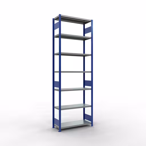 Figuur nr. 14 van het artikel basisrek, legplank, insteeksysteem MULTIplus330, 3000 x 1000 x 400 mm, 7 legborden, lengtestangen, RAL 5010 gentiaanblauw/verzinkt uit de insteeksysteem productgroep van Schulte Lagertechnik.