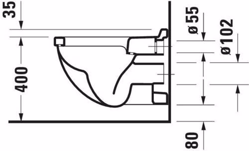 Technische Zeichnung 4064535 Duravit wandcloset Starck 3 540 mm inbouw, wit