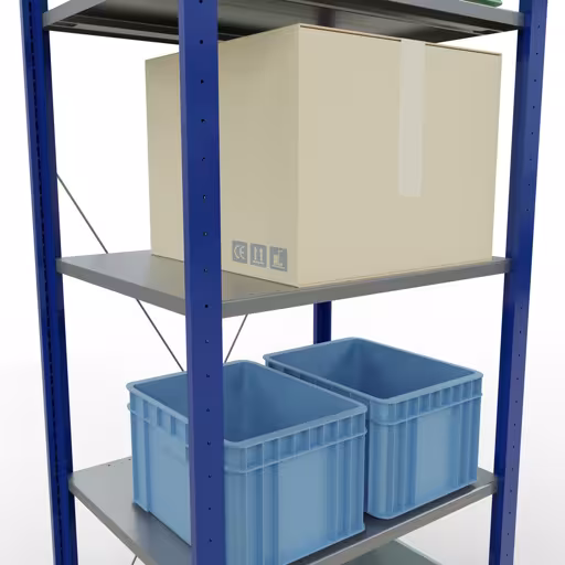 Basisplank, legbord, insteeksysteem MULTIplus150, 2000 x 750 x 600 mm, 5 legborden, kruisschoor, RAL 5010 gentiaanblauw/verzinkt/verzinkt van het merk Schulte Lagertechnik uit het assortiment insteeksysteem