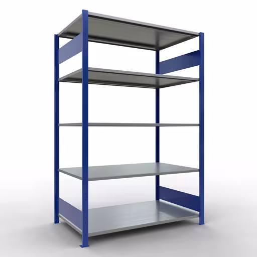 Productafbeelding nr. 13 van het artikel basisplank, legplank-insteeksysteem MULTIplus150, 2000 x 1300 x 800 mm, 5 legborden, RAL 5010 gentiaanblauw/verzinkt uit het plug-in-systeem assortiment van het merk Schulte Lagertechnik