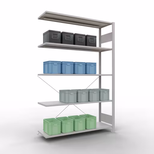 Insteeksysteem opzetplank 2000x1300x400 mm, type 150 kg, lichtgrijs uit de categorie opzetplanken met de GTIN 4004514292858 Insteeksysteem aanbouwplank 2000x1300x400 mm, type 150 kg, lichtgrijs van Schulte Lagertechnik uit het assortiment insteeksysteem