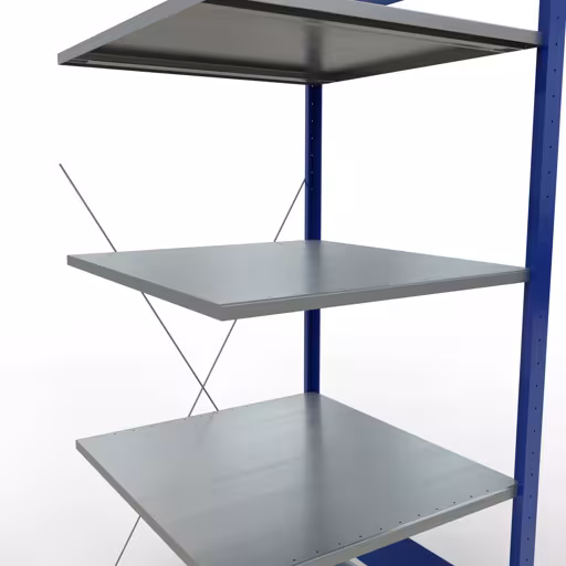 Productafbeelding nr. 7 van het artikel aanbouwrekken, legbord, insteeksysteem MULTIplus150, 2000 x 750 x 800 mm, 5 legborden, RAL 5010 gentiaanblauw/verzinkt/verzinkt uit het insteeksysteem-assortiment van Schulte Lagertechnik