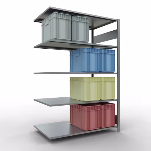 Productafbeelding nr. 12 van het artikel aanbouwplank, legbord, insteeksysteem MULTIplus150, 2000 x 1300 x 800 mm, 5 legborden, verzinkt uit het insteeksysteem-assortiment van Schulte Lagertechnik