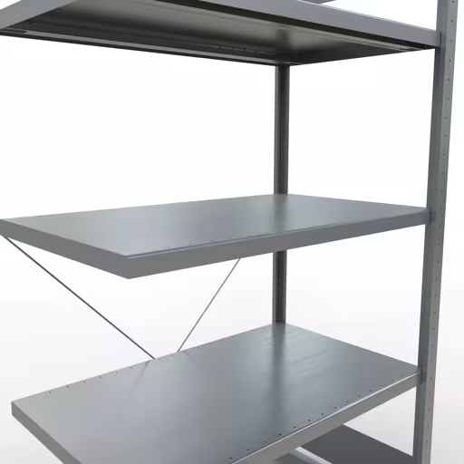 Figuur nr. 14 van het artikel aanbouwrekken, legbordstellingen, insteeksysteem MULTIplus330, 2000 x 1000 x 600 mm, 5 legborden, kruisschoor, verzinkt uit de productgroep insteeksysteem van Schulte Lagertechnik.