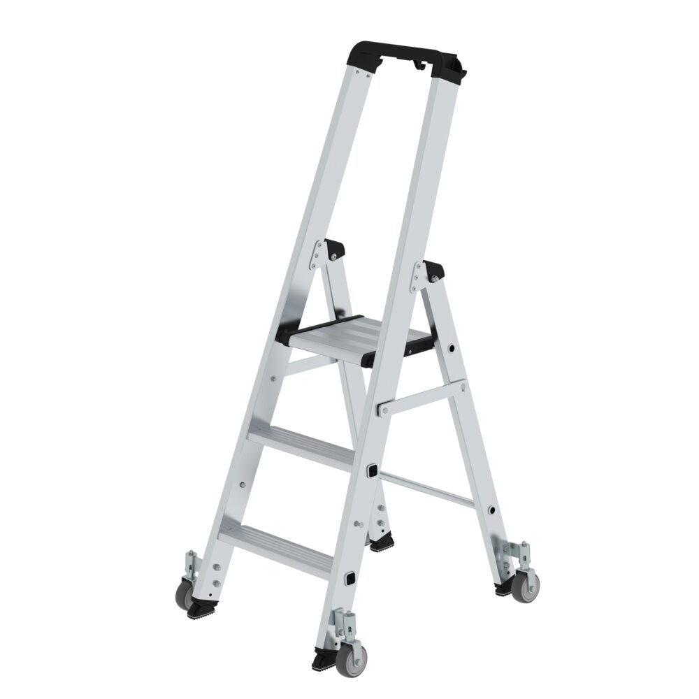 Munk trapladder, enkelzijdige toegang, met wielen, 3 treden, van Günzburger Steigtechnik Munk trapladder, enkelzijdige toegang, met wielen, uit de categorie trapladders, artikelnummer 041103