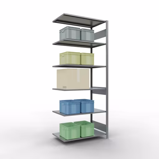 Productafbeelding nr. 15 van het artikel aanbouwrekken, legbord, insteeksysteem MULTIplus150, 2500 x 1000 x 600 mm, 6 legborden, verzinkt uit het assortiment insteeksysteem van Schulte Lagertechnik