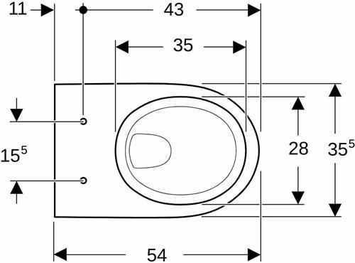 Technische Zeichnung 4041504 Geberit Renova wandcloset Wastafelmeubel, randvrij wit