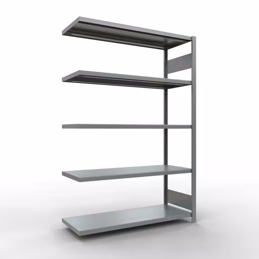 Aanbouwrekken, rekken, insteeksysteem MULTIplus250, 2000 x 1300 x 500 mm (HxBxD), 5 legborden, lengtestangen, verzinkt van Schulte Lagertechnik Aanbouwrekken, legbordstellingen, insteeksysteem MULTIplus250, 2000 x 1300 x 500 mm (HxBxD), 5 legborden, lengtestangen, verzinkt, aanbouwplank, art.nr. 12955-130-LR