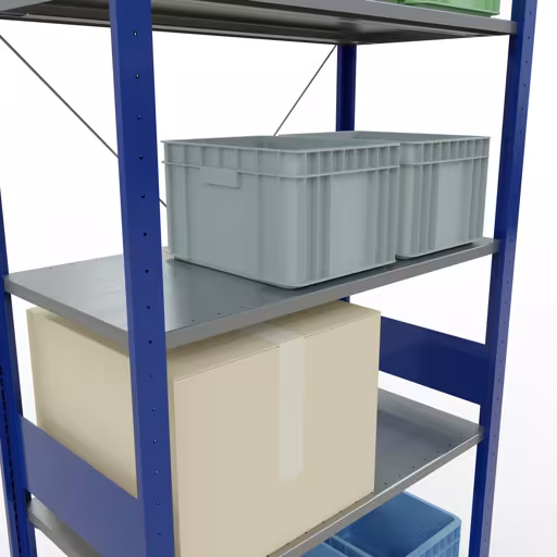 Productafbeelding nr. 8 van het artikel basisrek, legbord, insteeksysteem MULTIplus150, 3000 x 1000 x 500 mm, 7 legborden, RAL 5010/verzinkt uit het insteeksysteem-assortiment van Schulte Lagertechnik