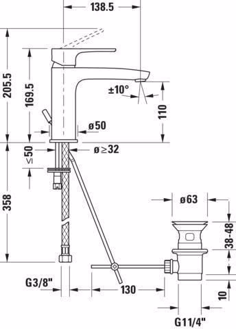 Duravit B.1 monoknop wastafelmengkraan M met trekstang, chroom Hansgrohe