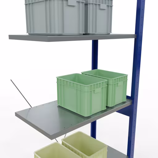 Extra afbeelding van het artikel Aanbouwplank, legbord MULTIplus150 insteeksysteem, 2500 x 750 x 400 mm (HxBxD), 6 legborden, kruisschoor, RAL 5010 gentiaanblauw/verzinkt/verzinkt Extra afbeelding van het artikel aanbouwrekken, stellingrekken, insteeksysteem MULTIplus150, 2500 x 750 x 400 mm, 6 legborden, kruisschoor, RAL 5010 gentiaanblauw/verzinkt/verzinkt vanaf aanbouwrek