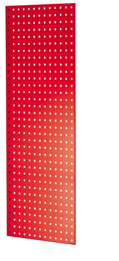 Geperforeerde plaat zijpaneel, 90 x 1300 x 500 mm (H x D), RAL 3000 vuurrood van Schulte Lagertechnik uit de categorie plug-in systeem