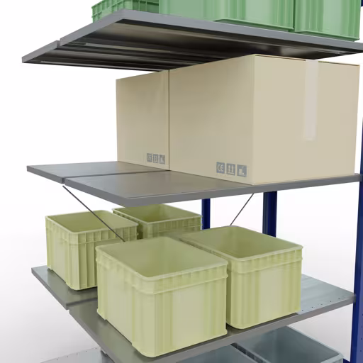 Productafbeelding nr. 16 van het artikel aanbouwplank, dubbele plank, legplank-insteeksysteem MULTIplus150, 2000 x 1000 x (2x500) mm, 2x5 legborden, RAL 5010 gentiaanblauw uit het assortiment legplanken van Schulte Lagertechnik