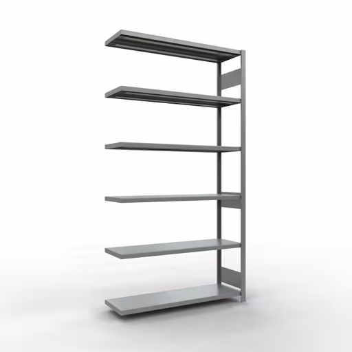 Figuur nr. 12 van het artikel aanbouwrekken, legbordstellingen, insteeksysteem MULTIplus250, 2500 x 1300 x 400 mm, 6 legborden, lengtestangen, verzinkt uit de insteeksysteem productgroep van Schulte Lagertechnik.