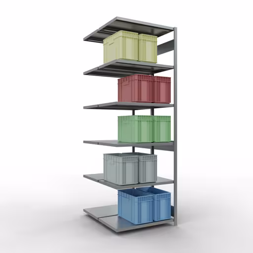 Extra afbeelding van het artikel Aanbouwplank, dubbele plank, legplank-insteeksysteem MULTIplus250, 3000 x 1000 x (2x600) mm, 2x7 legborden, lengtestangen, verzinkt uit dubbele legborden
