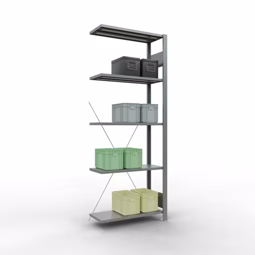 Productafbeelding nr. 6 van het artikel aanbouwplank, legbord, insteeksysteem MULTIplus150, 2000 x 750 x 300 mm, 5 legborden, verzinkt uit het assortiment insteeksysteem van Schulte Lagertechnik