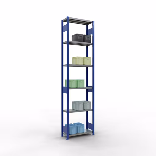 Productafbeelding nr. 14 van het artikel basisplank, legbord, insteeksysteem MULTIplus250, 3000 x 750 x 300 mm (HxBxD), 7 legborden, lengtestangen, RAL 5010 gentiaanblauw/verzinkt/verzinkt Figuur nr. 14 van het artikel basisrek, legbord, insteeksysteem MULTIplus250, 3000 x 750 x 300 mm, 7 legborden, lengtestangen, RAL 5010 gentiaanblauw/verzinkt/verzinkt uit de insteeksysteem productgroep van Schulte Lagertechnik.