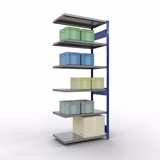 Afbeelding nr. 13 van het artikel aanbouwrekken, legbordstellingen, insteeksysteem MULTIplus330, 2500 x 1000 x 600 mm, 6 legborden, lengtestangen, RAL 5010 gentiaanblauw/verzinkt uit de productgroep insteeksysteem van Schulte Lagertechnik.