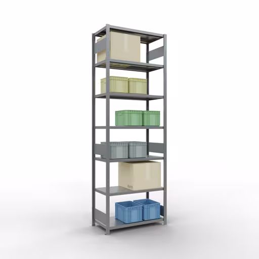 Productafbeelding nr. 15 van het artikel basisplank, legbord, insteeksysteem MULTIplus330, 3000 x 1000 x 500 mm (HxBxD), 7 legborden, lengtestangen, verzinkt Figuur nr. 15 van het artikel basisrek, legbord, insteeksysteem MULTIplus330, 3000 x 1000 x 500 mm, 7 legborden, lengtestangen, verzinkt uit de insteeksysteem productgroep van Schulte Lagertechnik.