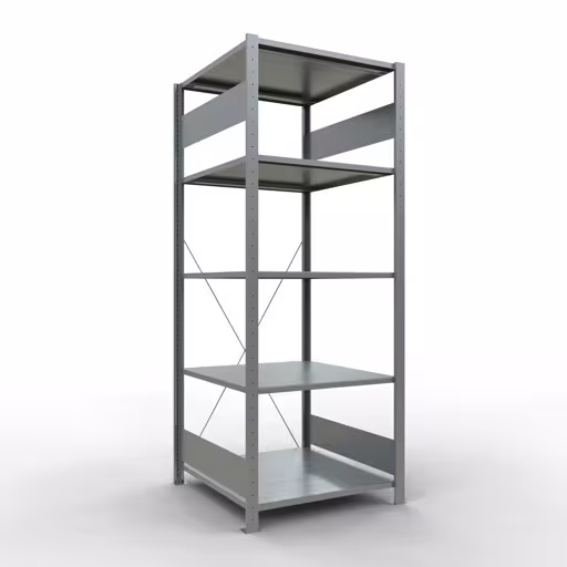Basisplank, legbord, insteeksysteem MULTIplus150, 2000 x 750 x 800 mm (HxBxD), 5 legborden, kruisschoor, verzinkt, basisplank, art.nr. 12780-75