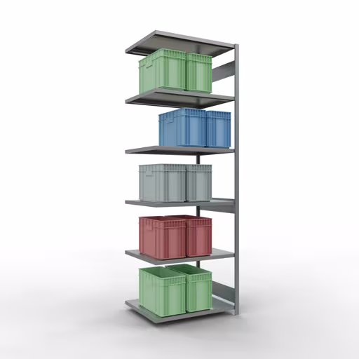 Productafbeelding nr. 13 van het artikel Aanbouwrekken, legbordstellingen, insteeksysteem MULTIplus250, 3000 x 1000 x 800 mm (HxBxD), 7 legborden, lengtestangen, verzinkt Figuur nr. 13 van het artikel aanbouwrekken, legbordstellingen, insteeksysteem MULTIplus250, 3000 x 1000 x 800 mm, 7 legborden, lengtestangen, verzinkt uit de insteeksysteem productgroep van Schulte Lagertechnik.