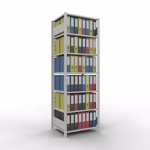 Figuur nr. 14 van het artikel basisplank, kantoorplank, insteeksysteem MULTIplus150, 2300 x 750 x 600 mm, 7 planken, lengtestangen, zonder middenaanslag, lichtgrijs uit de productgroep kantoorplanken van Schulte Lagertechnik.