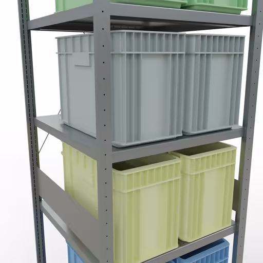 Extra afbeelding van het artikel Basisplank, legplank, insteeksysteem MULTIplus250, 3000 x 750 x 800 mm (HxBxD), 7 legborden, kruisschoor, verzinkt vanaf basisplank