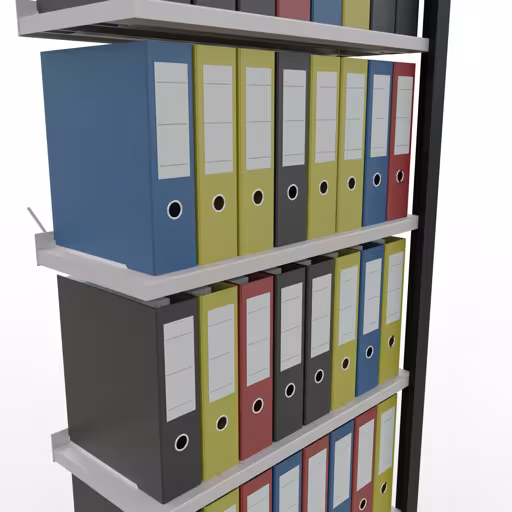 Aanbouwrekken, kantoorrekken, insteeksysteem MULTIplus85, 2300 x 750 x 300 mm, 7 planken, kruisschoor, met stoplijst, zwart/lichtgrijs van Schulte Lagertechnik uit de categorie kantoorrekken