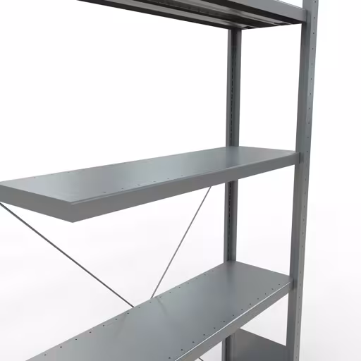 Productafbeelding nr. 11 van het artikel Aanbouwplank, legplank-insteeksysteem MULTIplus250, 2000 x 1000 x 300 mm, 5 legborden, kruisschoor, verzinkt uit het plug-in-systeem assortiment van het merk Schulte Lagertechnik