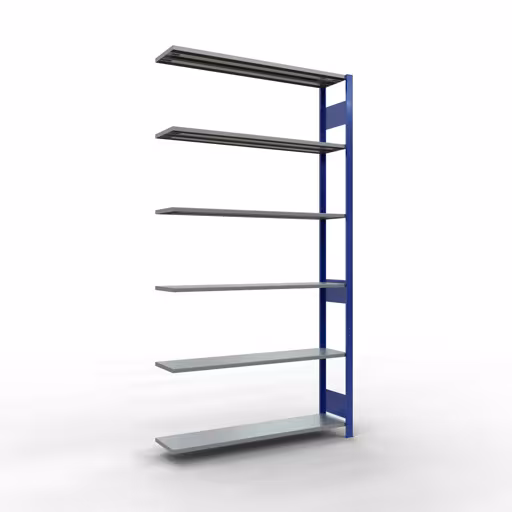 Aanbouwrekken, rekken, insteeksysteem MULTIplus150, 2500 x 1300 x 300 mm, 6 legborden, RAL 5010 gentiaanblauw/gegalvaniseerd van het merk Schulte Lagertechnik uit het assortiment insteeksysteem