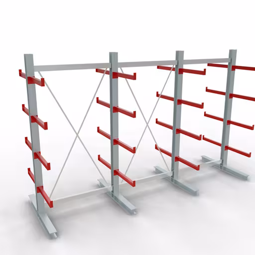 K 3000 compleet legbord, dubbelzijdig, 2500 x 3900 x 600 mm, RAL 7001 / RAL 3000, 5 opslagniveaus, K3000 voor middelzware goederen, art.nr. 27723