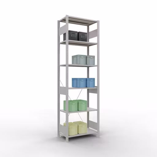 Basisplank, legbord, insteeksysteem MULTIplus150, 2500 x 750 x 400 mm, 6 legborden, RAL 7035 lichtgrijs van het merk Schulte Lagertechnik uit het assortiment insteeksysteem