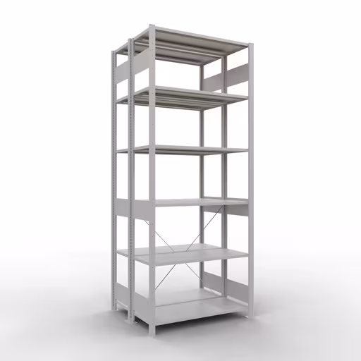 Figuur nr. 8 van het artikel basisplank, dubbele plank, legplank-insteeksysteem MULTIplus150, 2500 x 1000 x (2x400) mm, 2x6 legborden, kruisschoor, RAL 7035 lichtgrijs uit de productgroep legbordstellingen van Schulte Lagertechnik.