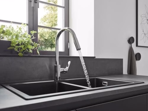 Hansgrohe ééngreeps keukenmengkraan 240 FOCUS DN 15, met uittrekbare vuistdouche chroom