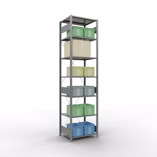 Extra afbeelding van het artikel Basisplank, legplank, insteeksysteem MULTIplus150, 3000 x 750 x 600 mm, 7 legborden, dwarsschoor, verzinkt vanaf basisplank