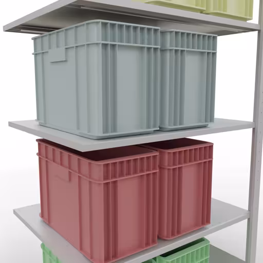 Productafbeelding nr. 14 van het artikel aanbouwrekken, legbordstellingen, insteeksysteem MULTIplus150, 2000 x 1000 x 800 mm, 5 legborden, RAL 7035 lichtgrijs uit het assortiment insteeksysteem van Schulte Lagertechnik