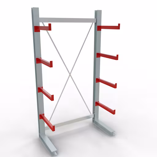 Afbeelding nr. 11 van het artikel K 3000 complete stelling, eenzijdig, 2500 x 1300 x 600 mm, RAL 7001 / RAL 3000, 5 opslagniveaus uit de productgroep draagarmstellingen van Schulte Lagertechnik