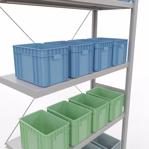 Productafbeelding nr. 13 van het artikel aanbouwplank, legbord, insteeksysteem MULTIplus250, 3000 x 1000 x 400 mm, 7 legborden, kruisschoor, RAL 7035 lichtgrijs uit het assortiment insteeksysteem van het merk Schulte Lagertechnik
