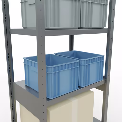 Basisplank, legbord, insteeksysteem MULTIplus250, 2500 x 750 x 500 mm, 6 legborden, lengtestangen, verzinkt van Schulte Lagertechnik uit het assortiment insteeksysteem