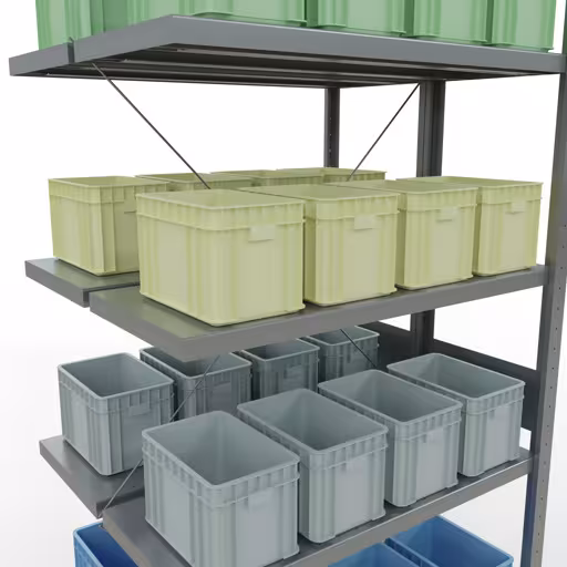 Extra afbeelding van het artikel Aanbouwplank, dubbele plank, stellingsysteem MULTIplus250, 3000 x 1000 x (2x400) mm, 2x7 planken, kruisschoor, verzinkt uit dubbele planken