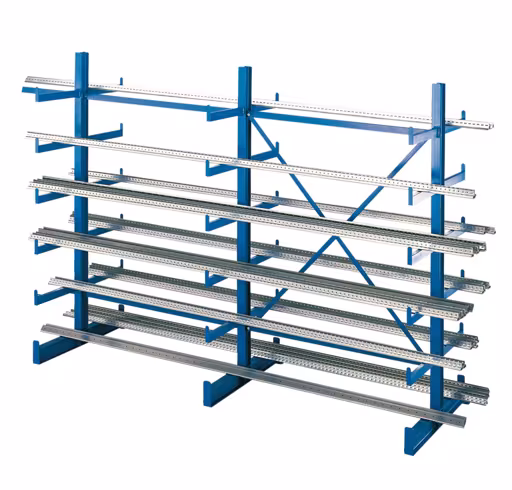 K 1000 draagarmstellingset, dubbelzijdig, 2000 x 2500 x 2x500, RAL 5010 gentiaanblauw van Schulte Lagertechnik uit de categorie draagarmstellingen