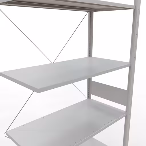 Extra afbeelding bij het artikel Aanbouwplank, hoekplank (veld C) 3000 x 1000 x 500, 7 planken, kruisschoor, RAL 7035 lichtgrijs Extra afbeelding van het artikel Aanbouwplank, hoekplank (veld C) 3000 x 1000 x 500, 7 planken, kruisschoor, RAL 7035 lichtgrijs van hoekplanken