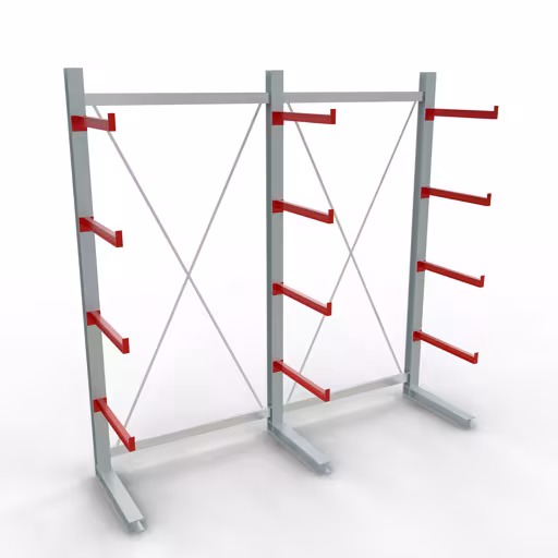 Afbeelding nr. 11 van het artikel K 6000 complete stelling, eenzijdig, 3000 x 3000 x 750 mm, RAL 7001 / RAL 3000, 5 opslagniveaus uit de productgroep draagarmstellingen van Schulte Lagertechnik