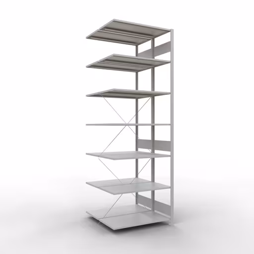 Productafbeelding nr. 13 van het artikel aanbouwplank, dubbele plank, legplank-insteeksysteem MULTIplus150, 3000 x 1000 x (2x1000) mm, 2x7 legborden, RAL 7035 lichtgrijs uit het assortiment legplanken van Schulte Lagertechnik