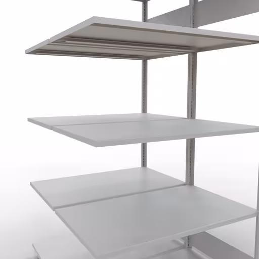 Productafbeelding nr. 13 van het artikel aanbouwplank, dubbele plank, legplank, insteeksysteem MULTIplus150, 2000 x 1000 x (2x600) mm, 2x5 legborden, RAL 7035 lichtgrijs uit het assortiment legplanken van Schulte Lagertechnik