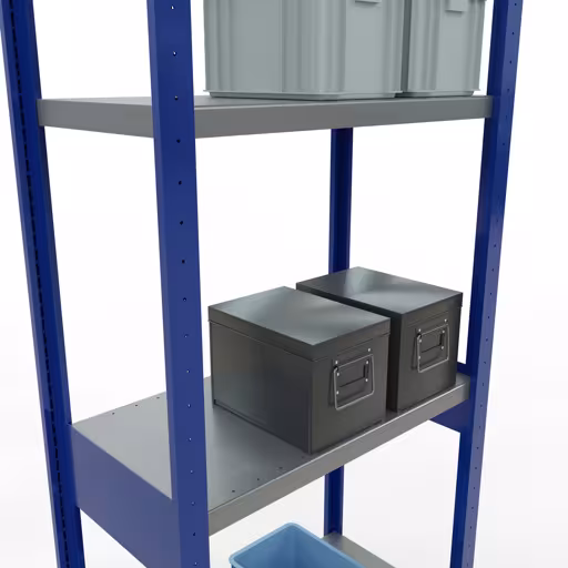 Figuur nr. 14 van het artikel basisrek, legbord, insteeksysteem MULTIplus250, 3000 x 750 x 400 mm, 7 legborden, lengtestangen, RAL 5010 gentiaanblauw/verzinkt/verzinkt uit de insteeksysteem productgroep van Schulte Lagertechnik.