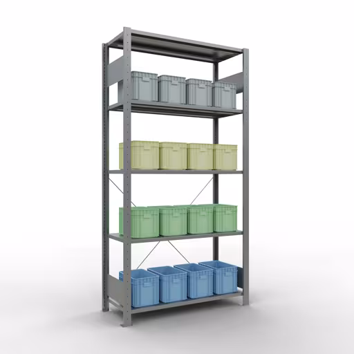 Basisplank, legbord, insteeksysteem MULTIplus85, 2000 x 1000 x 400 mm, 5 legborden, verzinkt van het merk Schulte Lagertechnik uit het assortiment insteeksysteem