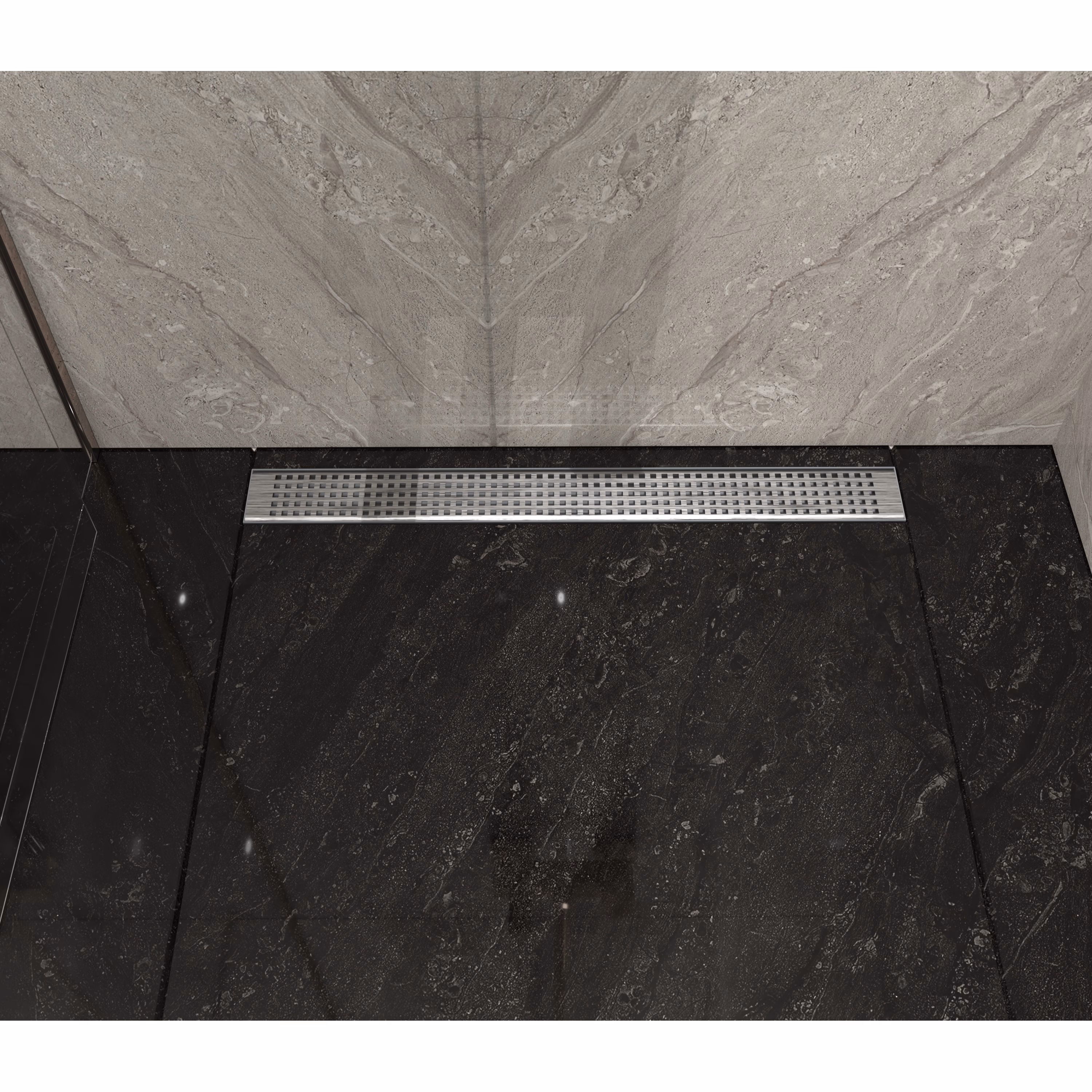 MERT 300 mm douchegoot met "Vierkant" roestvrij stalen designrooster